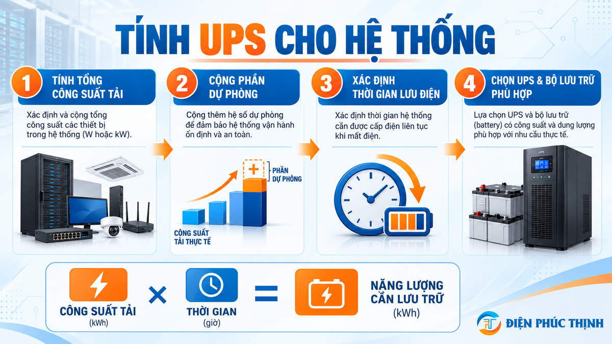 Cách tính công suất UPS và thời gian lưu điện cho PLC SCADA và server