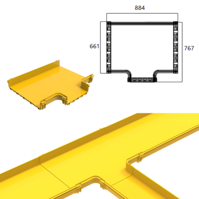 Khớp Nối Chữ T Ngang CF600-CF300 – Kết Nối Linh Hoạt Giữa Hai Dòng Máng Cáp